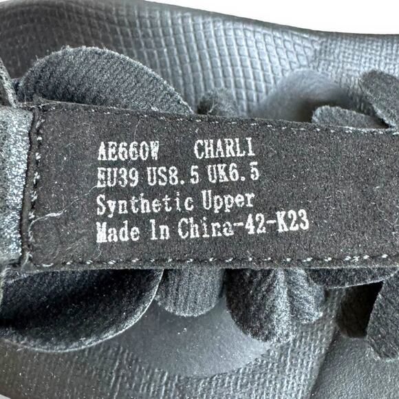 Aetrex Women’s Charlie Black Leather T-strap Thong Flat Sandal Size 8.5 NEW - Picture 10 of 11